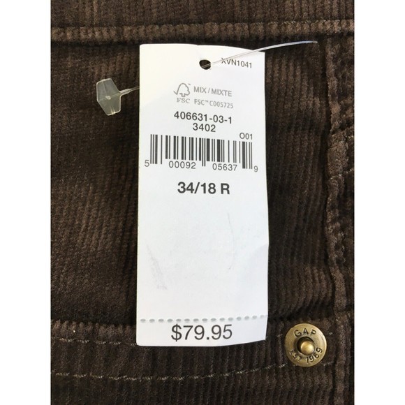 NWT Gap High Rise Vintage Slim Corduroy Pants Women’s Sz 18 Regular Brown - Picture 7 of 9